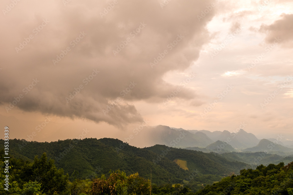 rain on the mountain.