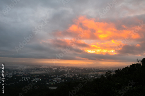 Sunrise at city of Chiang mai, Doi suthep Chiang Mai Thailand. © sorranop01