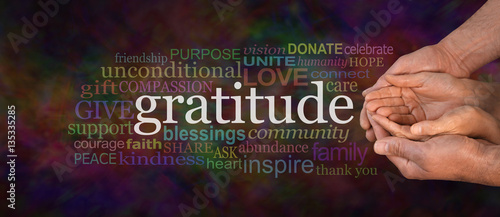Фотография Gratitude Attitude Website Campaign Banner -  Male hands  cradling female cupped