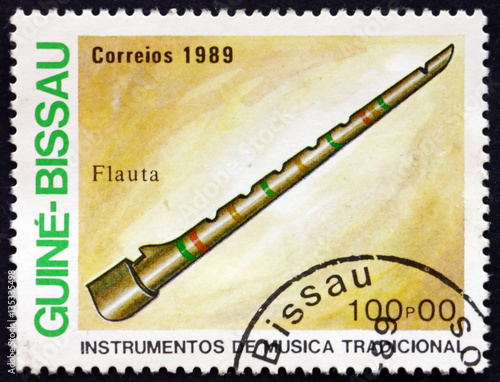 Postage stamp Guinea-Bissau 1989 Flauta, Traditional Musical Ins