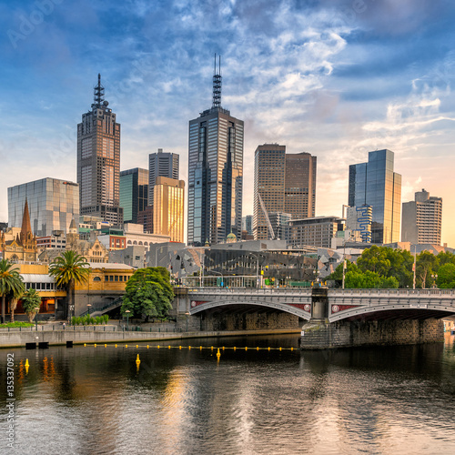Looking across the Yarra River to Melbourne city