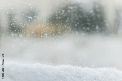 Snow covered car window glass view from inside © Kristina Blokhin