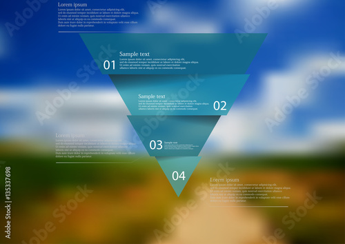 Illustration infographic template with blue triangle divided to four parts