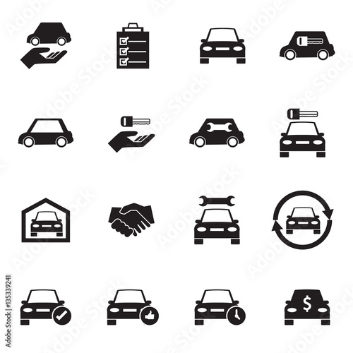 Car Sale and rental car icons set