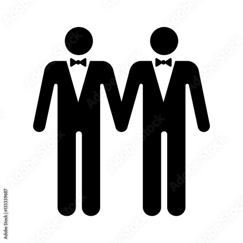 Gay marriage with two homosexual men flat vector icon for wedding apps and websites 