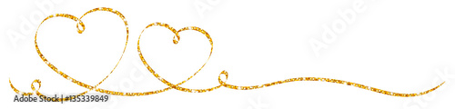 2 Golden Calligraphy Hearts Ribbon Banner photo