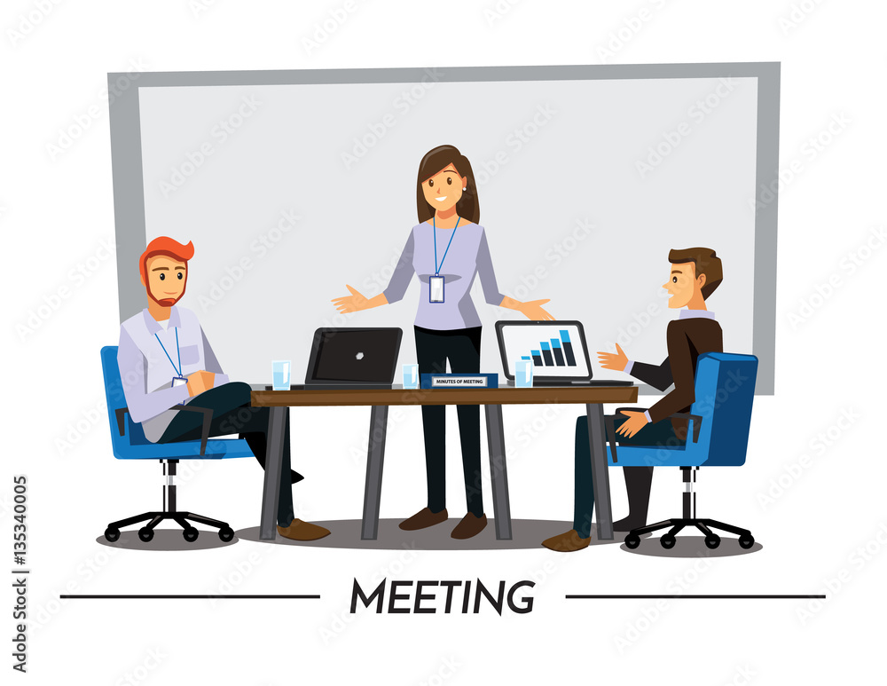 Business People Having Board Meeting,Vector illustration cartoon Stock