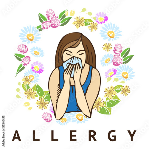Allergies. Hay fever on white background