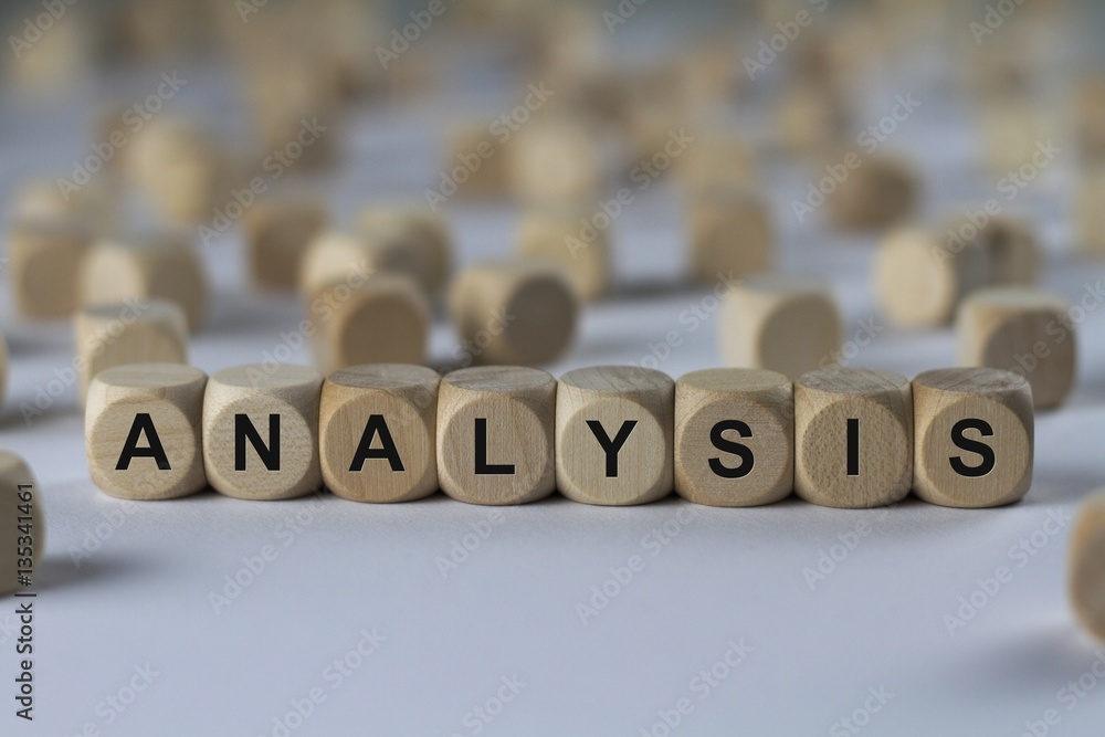 analysis - cube with letters, sign with wooden cubes analysis - cube with letters, sign with wooden cubes