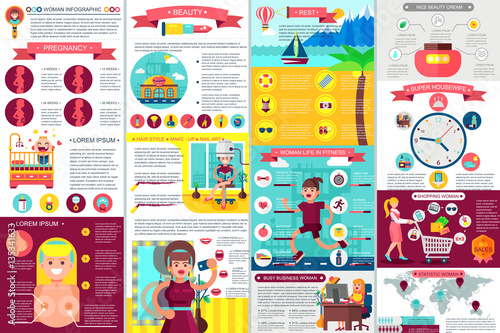 Woman infographic elements data visualization