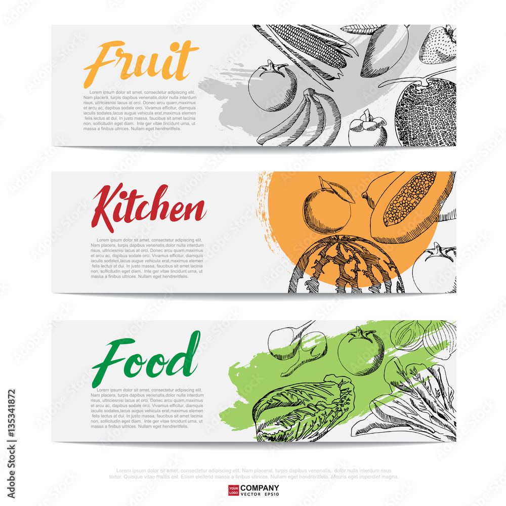 Food hand draw banner Food hand draw banner
