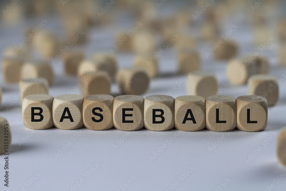 baseball - cube with letters, sign with wooden cubes baseball - cube with letters, sign with wooden cubes