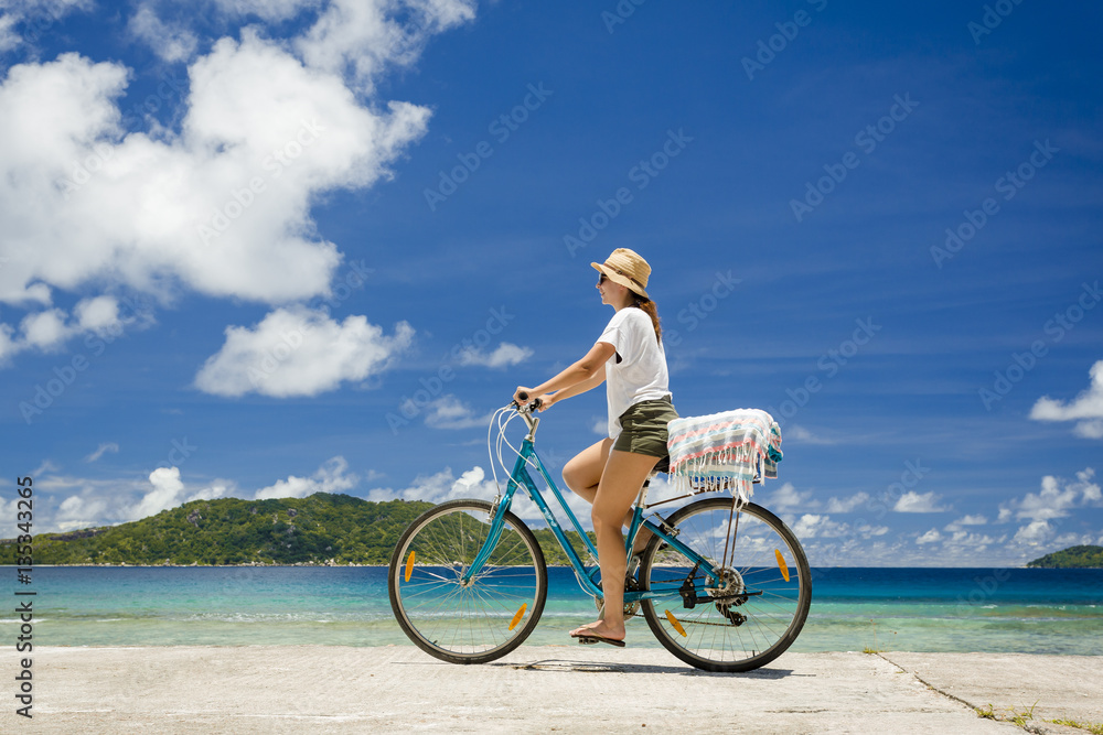Woman ride along The Beach Woman ride along The Beach