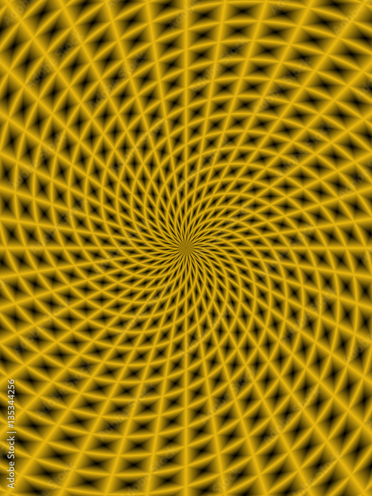 Spiral Rays in Gold / An abstract fractal image with a spiral ray design in gold. Spiral Rays in Gold / An abstract fractal image with a spiral ray design in gold.