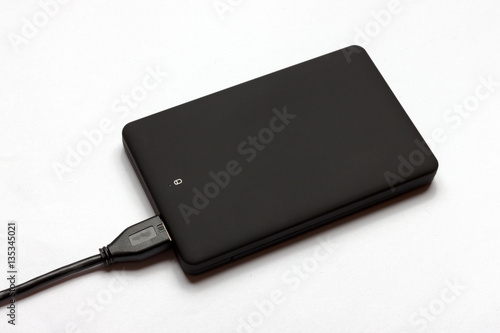 Black USB 3.0 External Hard Drive case 2.5 inch isolated on a white background