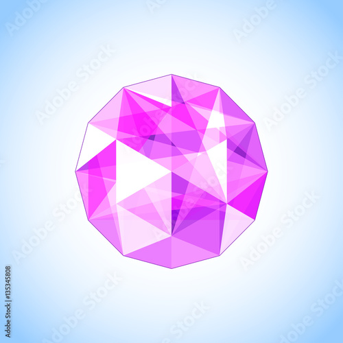Realistic purple amethyst shaped. Purple Gem vector illustration.