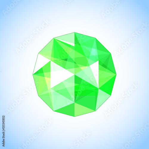 Realistic emerald jewel shaped. Green gem vector illustration.