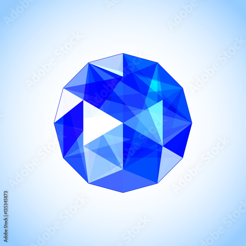 Realistic sapphire shaped. Blue gem Design vector illustration.