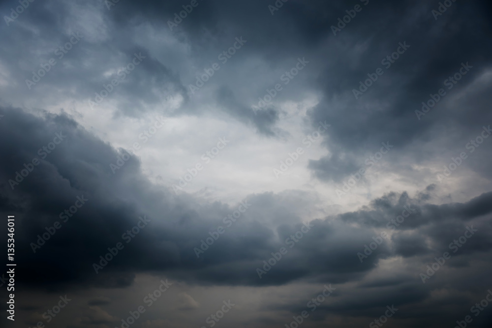 Dramatic dark sky and black clouds