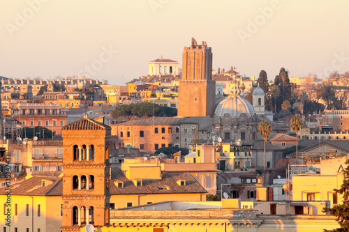 View of Rome roofs: Palazzo Senatorio's Tower, San Giorgio in Ve