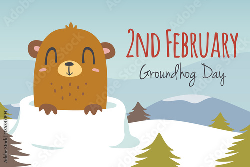 vector groundhog day illustration