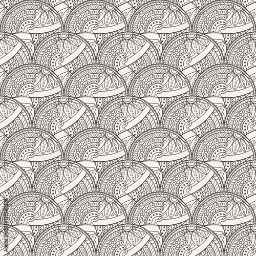 Patch Boho Flower Seamless Pattern. Mandala patchwork, oriental design. Wallpaper, furniture textile, fabric print, tile deco.