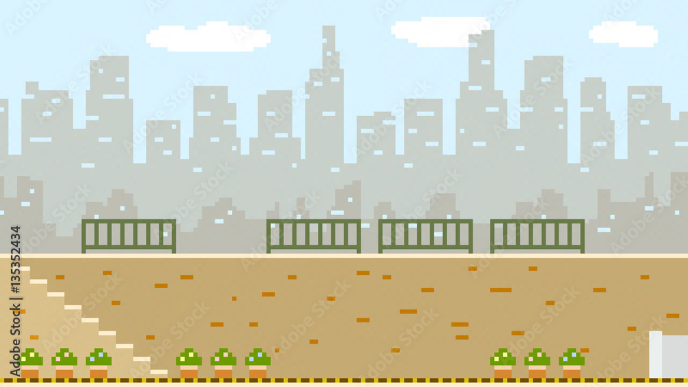 pixel art cityscape