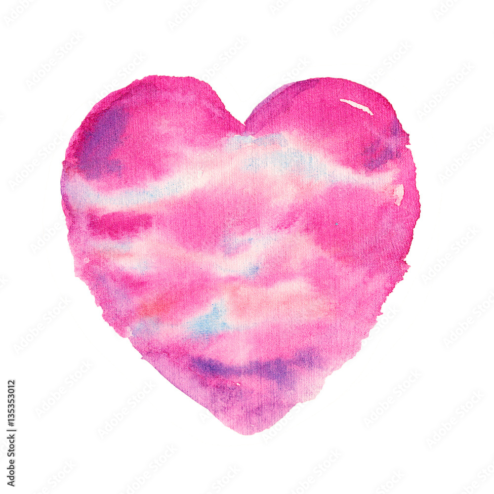 Cute watercolor heart symbol illustration isolated on white ...