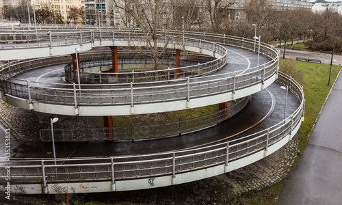 Spiral overpass footbridge