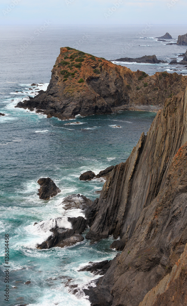 Summer Atlantic ocean rocky coast (Portugal).