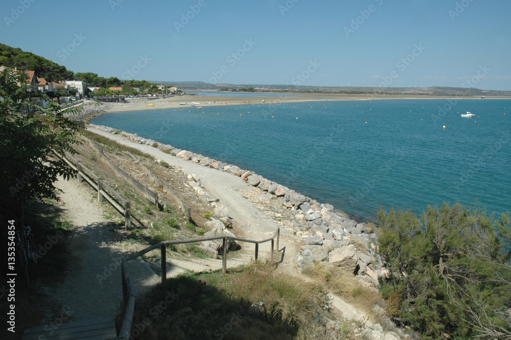 Naklejka premium Secteur de La Franqui à Leucate, Aude, mer Méditerranée.