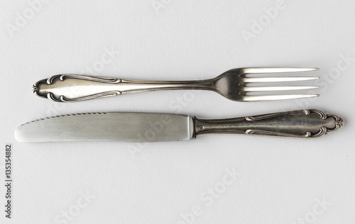 knife and fork - cutlery, silver flatware set