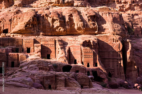 Ancient nabataean rock-cut city - Petra (Rose city), Jordan.