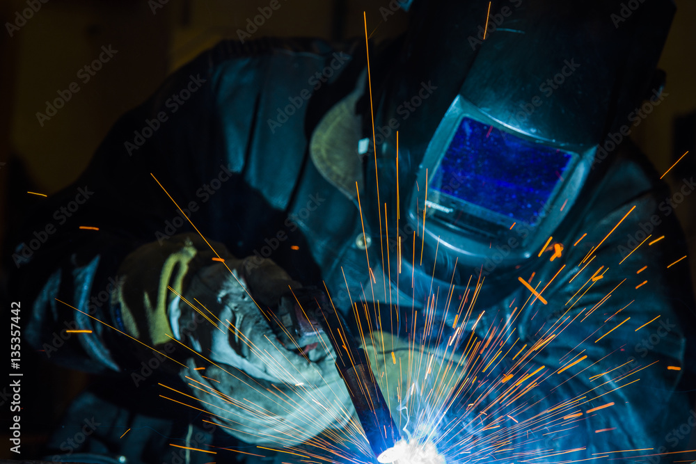 Industrial steel welder in factory technical, Industrial steel welder in factory technical,