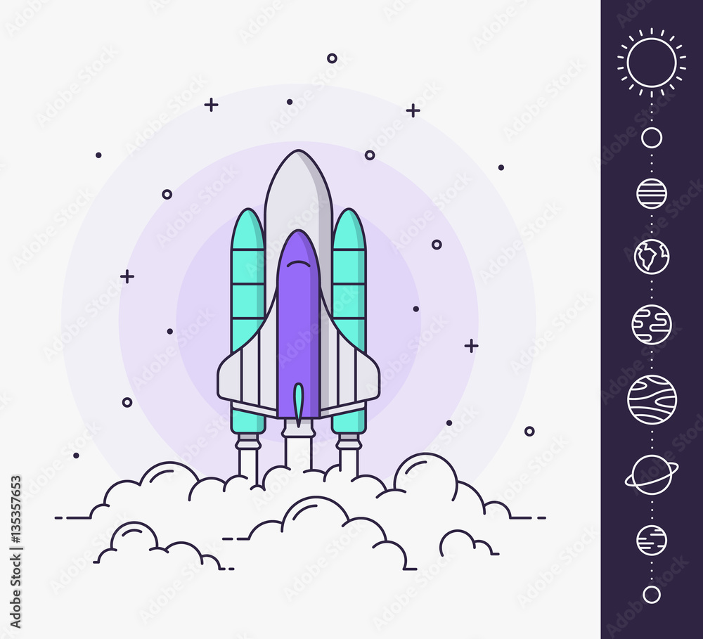 Space rocket launch. Vector illustration Space rocket launch. Vector illustration