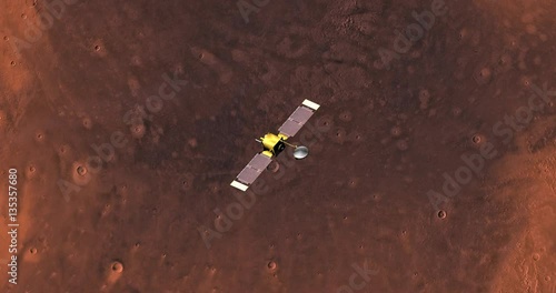 Top view of Mars Global Surveyor in orbit above Mare Acidalium Region. Clip is reversible and can be rotated 180 degrees. Data: NASA/JPL/USGS  photo