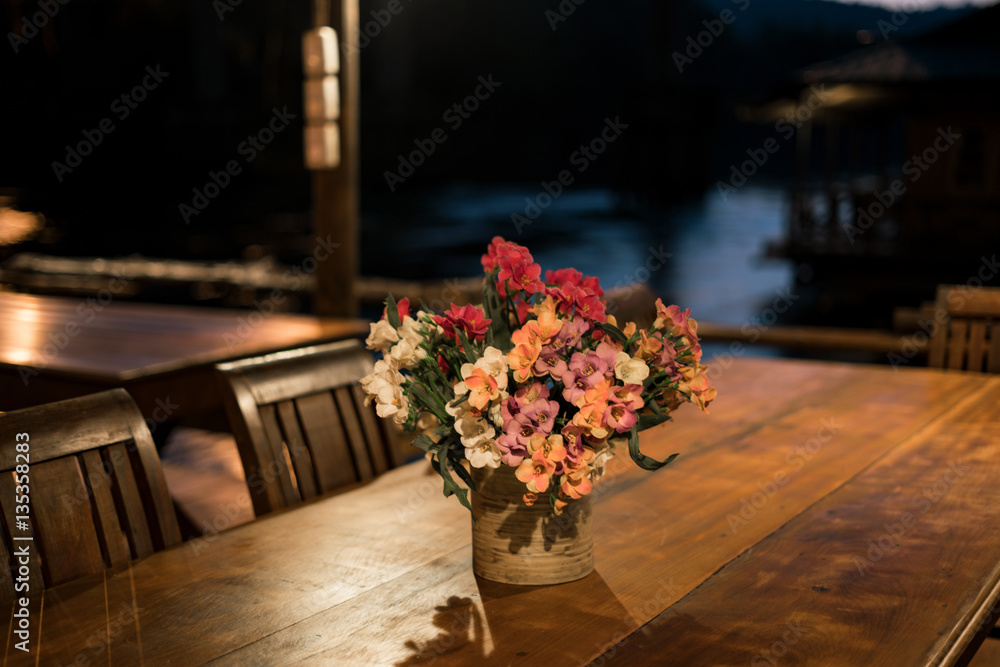 The flowers on the table
