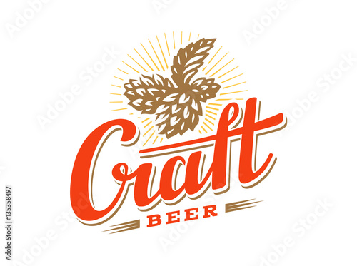 Craft beer logo- vector illustration hop, emblem design on white background