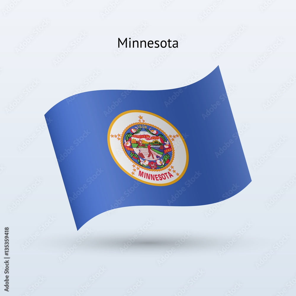 State of Minnesota flag waving form. Vector illustration. Stock Vector | Adobe Stock