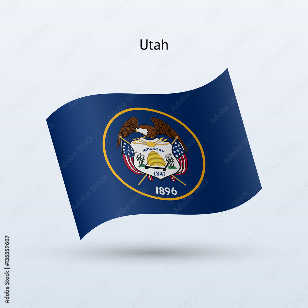 State of Utah flag waving form. Vector illustration. Stock Vector ...