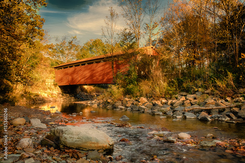 Everett Rd Summitt County, Ohio Covered Bridge Fall photo