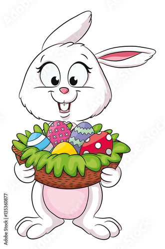 Vektor Illustration eines Häschens mit Osterkorb