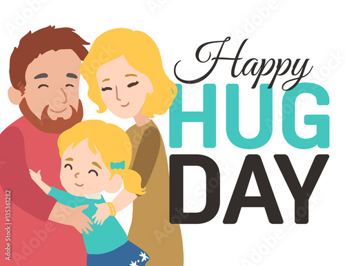 Happy hug day greeting card. Vector illustration