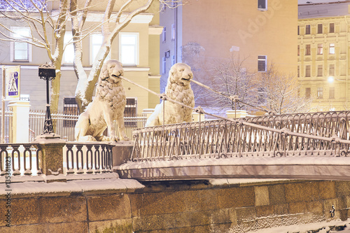 Bridge of Four Lions, St Petersburg, Russia photo