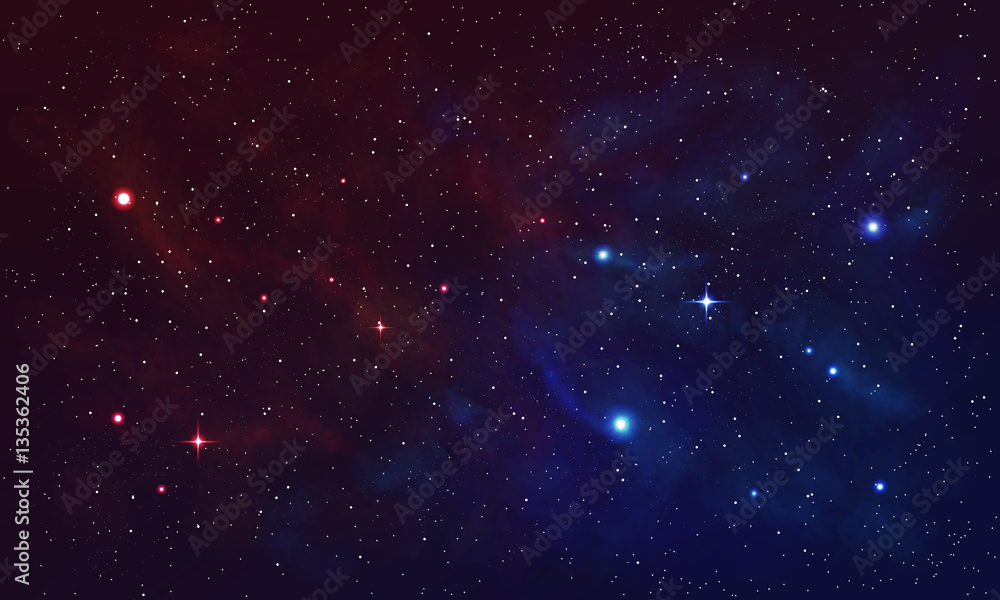 Fototapeta Beautiful space with nebula, realistic vector - EPS 10