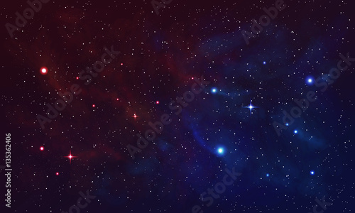 Fototapeta Naklejka Na Ścianę i Meble -  Beautiful space with nebula, realistic vector - EPS 10