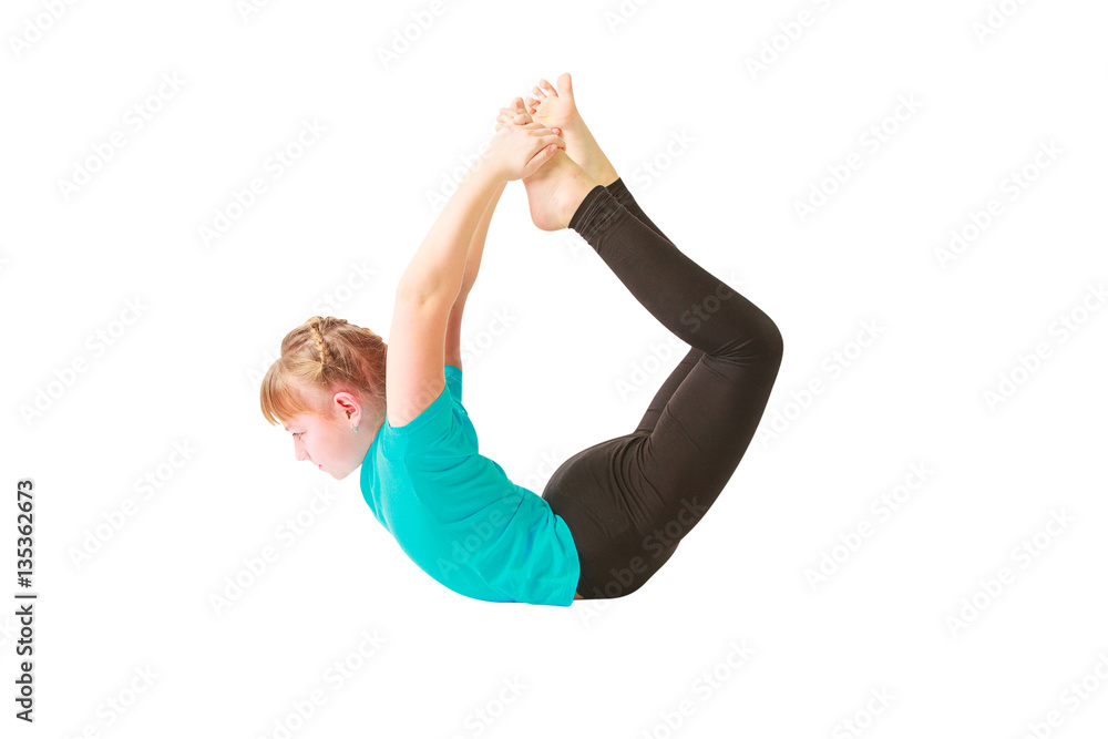 beautiful woman doing yoguna white background beautiful woman doing yoguna white background