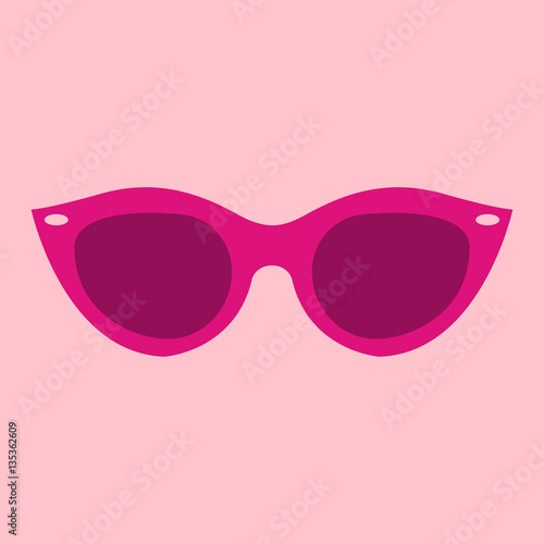 Icono plano gafas chica en fondo rosa