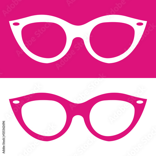 Icono plano gafas chica rosa y blanco