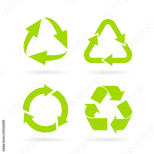 Eco green recycled symbol set